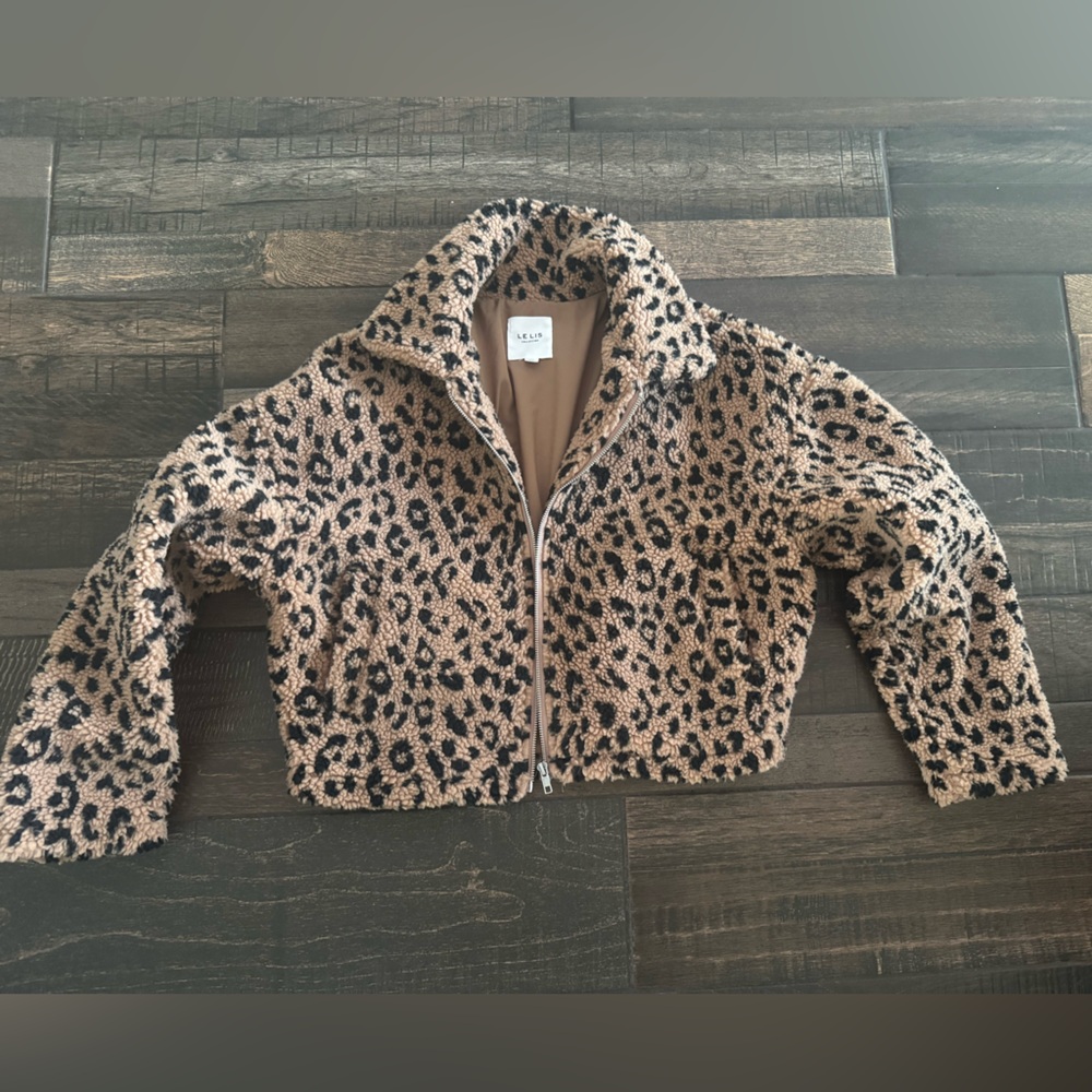 Le Lis Leopard Print Jacket - Black and Tan